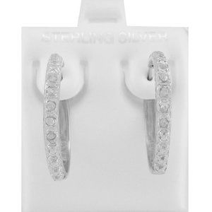 Genuine 0.25 Cts Diamonds Huggies Earrings .925 Sterling Silver
